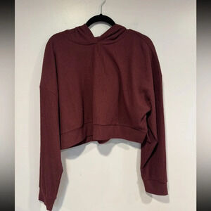 As‎ Revival ribbed maroon cropped sweatshirt